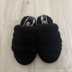 UGG Black Faux-Shearling Slide Sandals